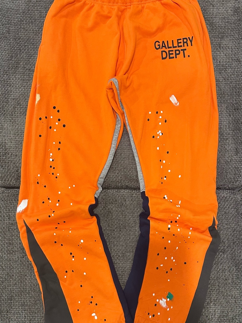 Gallery Dept Orange Paint-Splatter Joggers with Contrast Panels